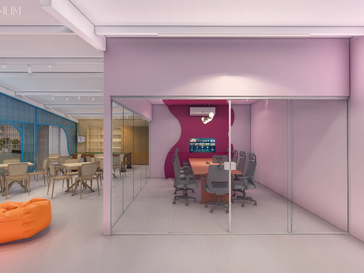 Projeto autoral Mavoo BrinkLink com espaço lúdico, cores suaves e ergonomia infantil.