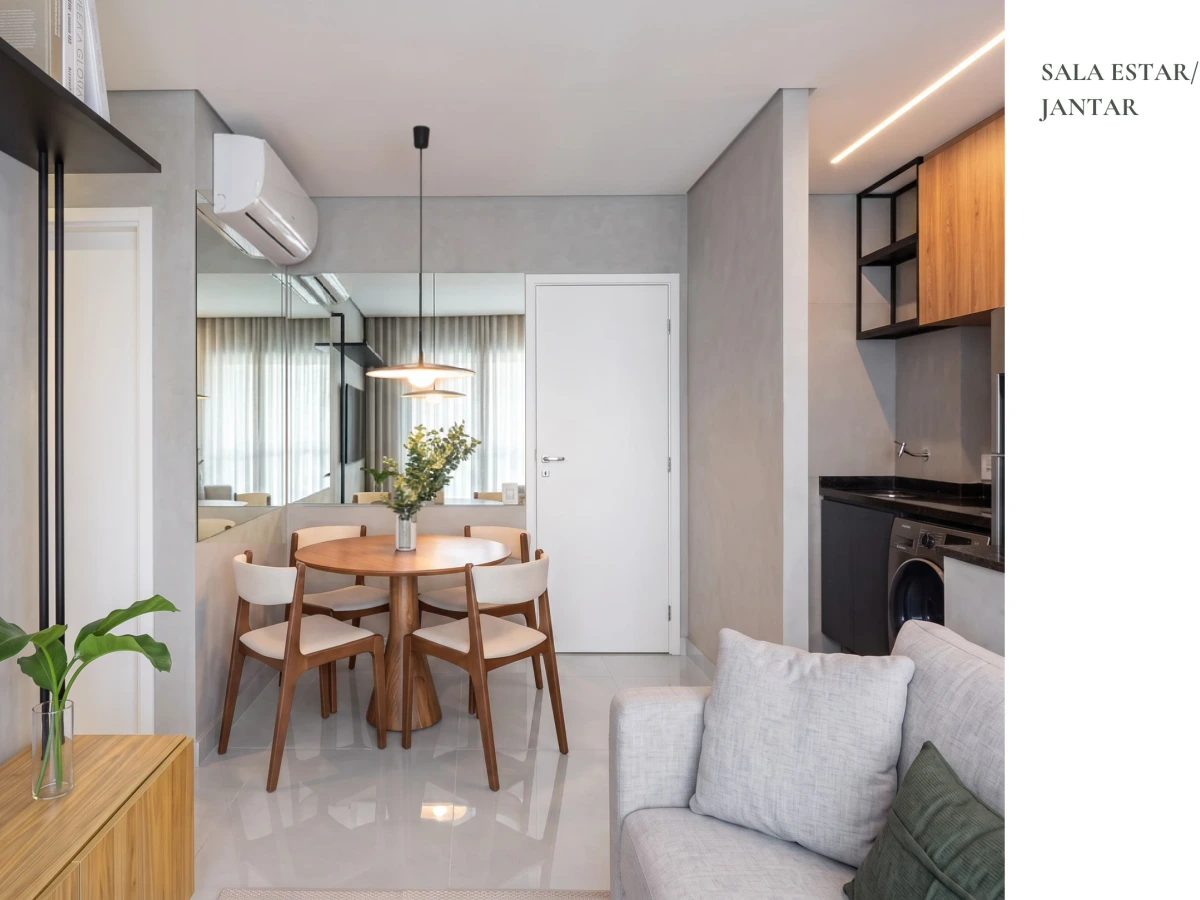 Projeto autoral Mavoo Casa Essenza com marcenaria minimalista e harmonia de tons terrosos.