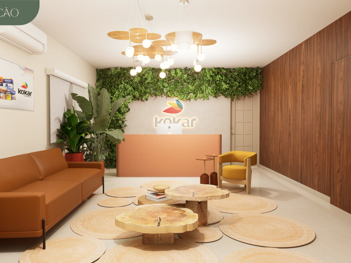 Projeto autoral Mavoo Espaço Kokar com showroom de cores, iluminação cênica e arquitetura sensorial.